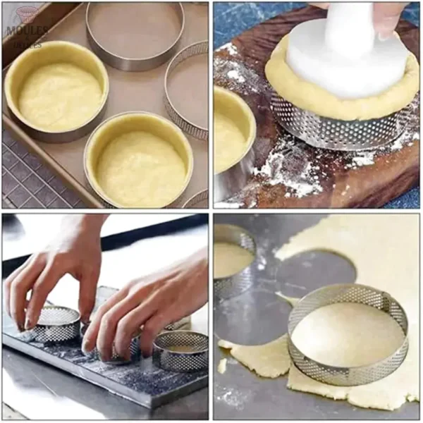 Moules à tartelette perforés, idéaux pour pâtisserie artisanale