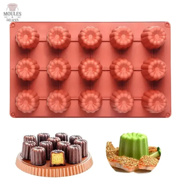 Moule à mini cannelés en silicone flexible et antiadhésif