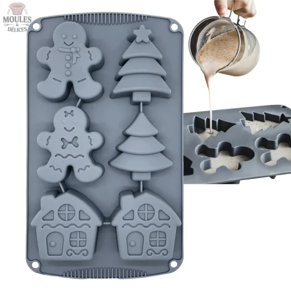 Moule à pâtisserie Noël en silicone, créez des biscuits festifs